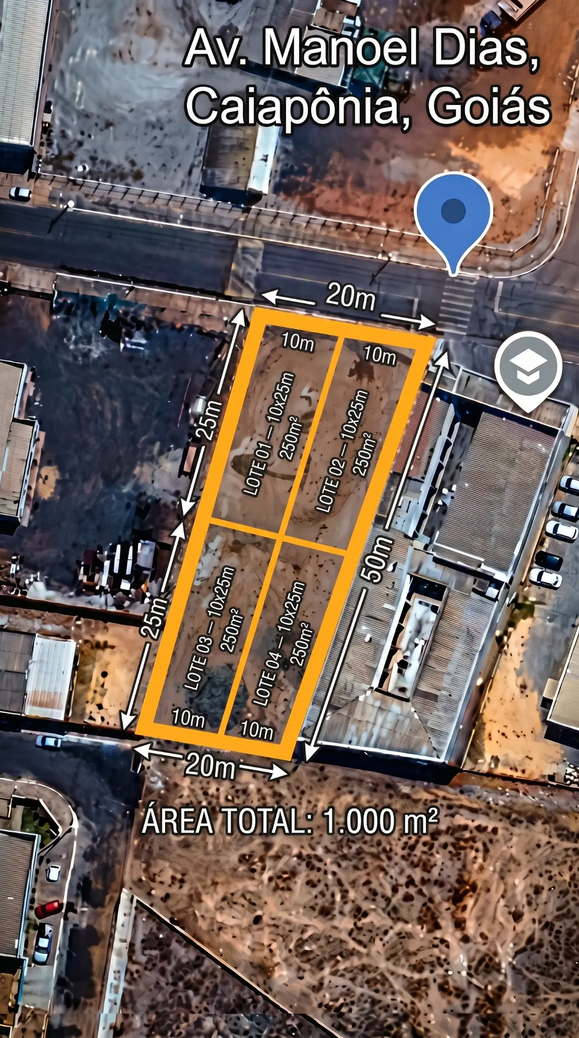 Lotes na Av. Manoel Dias — 4 Unidades | 250m² cada